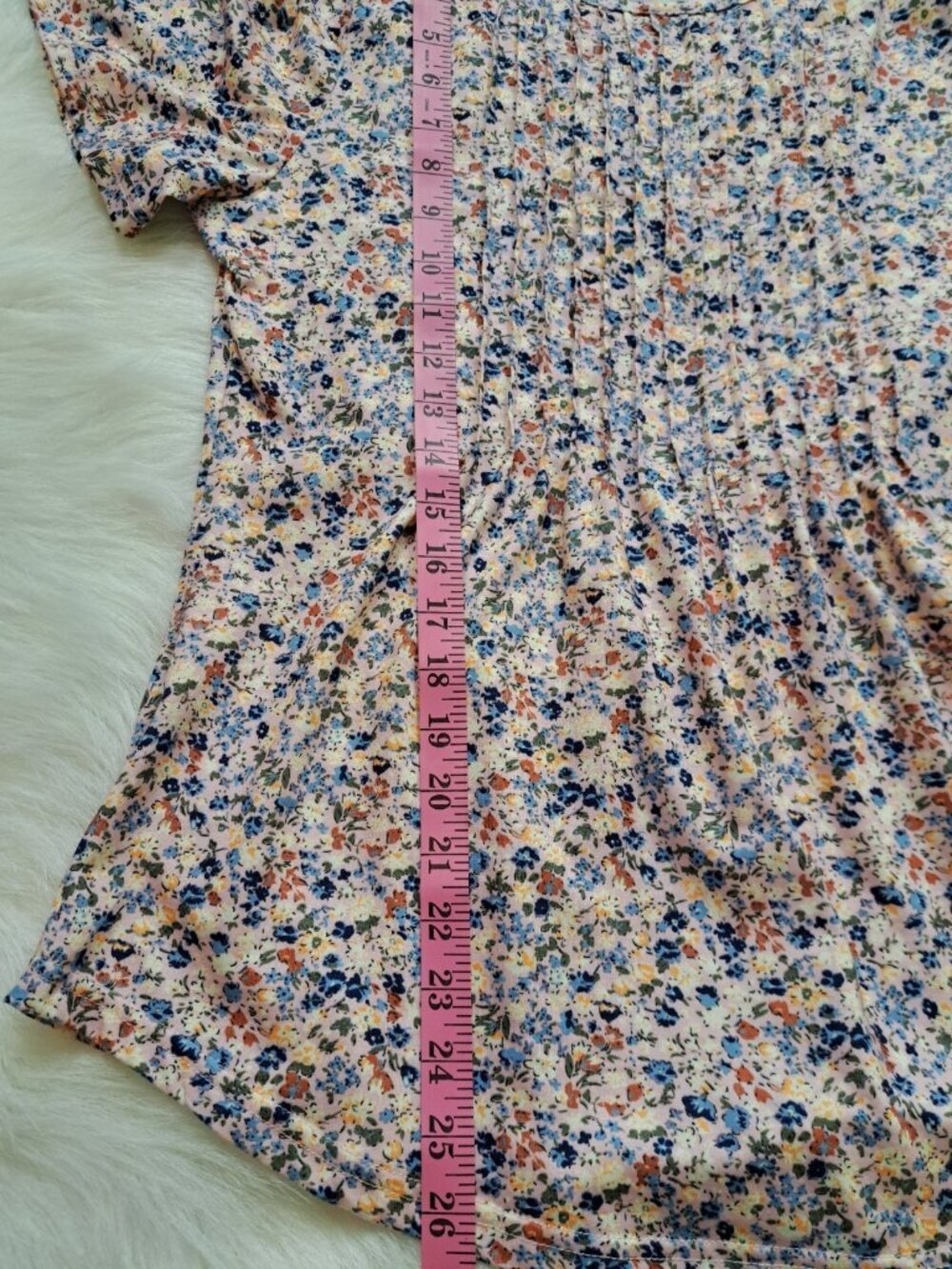 Fantaslook Floral Print Pleated Tunic Top Size Medium - Picture 9 of 9